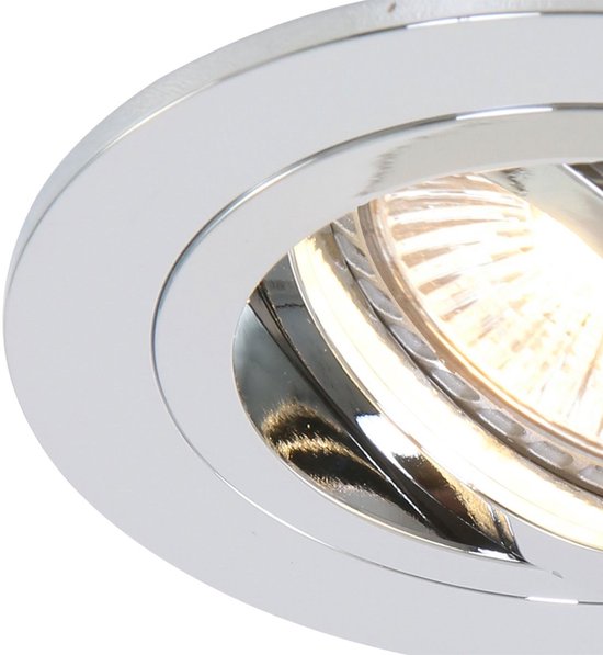 Spot encastrable Pelite 7304CH en chrome brillant, Ø 10 cm - Style moderne, orientable, adapté à un usage intérieur - Steinhauer, métal, électronique, plastique