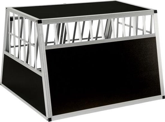 tectake Banc de transport pour chiens double avec paroi arrière inclinée et cloison - 402227
