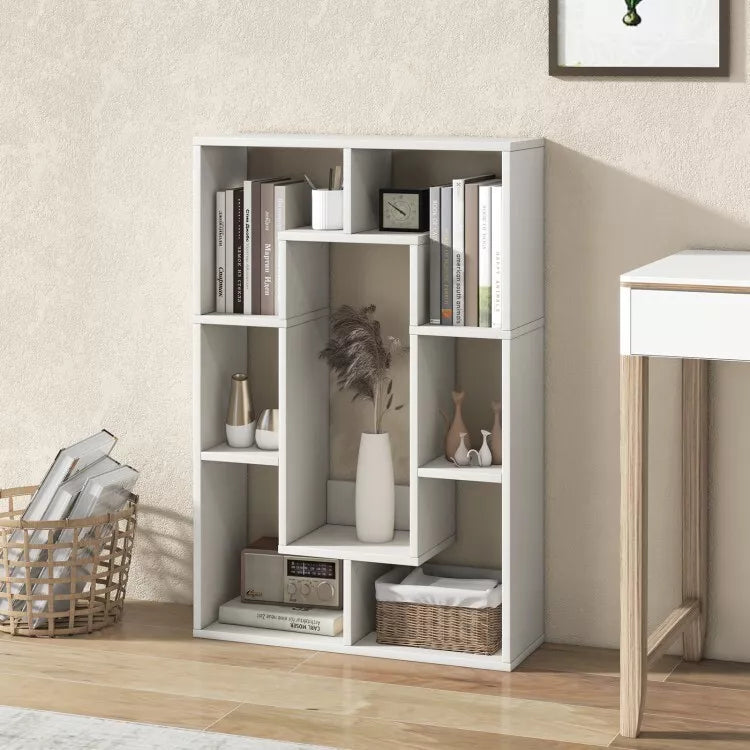 Bibliothèque Coast - 7 compartiments - Design anti-basculement - 61 x 20 x 90 cm - Blanc