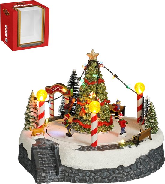 Village de Noël LuVille Scène de Noël miniature - L22 x L22 x H19 cm