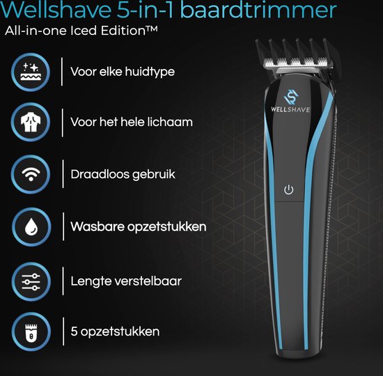 Wellshave 5 in 1 Beard Trimmer Men V2 - Tondeuse barbe et corps - Body trimmer men - Bodygroomer men