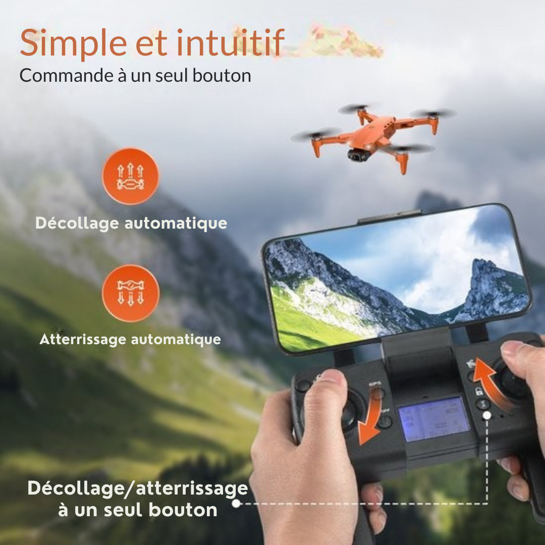 PuroTech Ultra Smart Drone - Caméra UHD 4K - Drone avec caméra pour extérieur/intérieur - Double caméra Full HD 4K - Zoom 50x - 3 batteries - 84 minutes de vol - Photo - Vidéo - Quadcopter