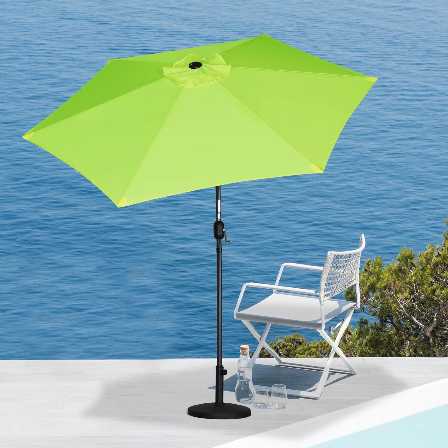 Parasol Angel Living 300 cm - rond - vert - armature en aluminium - toile en polyester 180 g/m² - UV50+