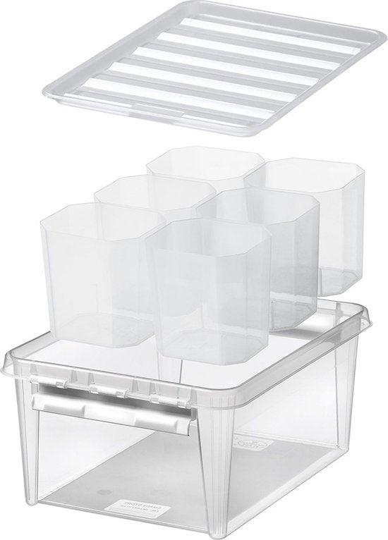 Orthex SmartStore Classic - Boîte de rangement avec séparateurs - Transparente - 14 litres - lot de 3