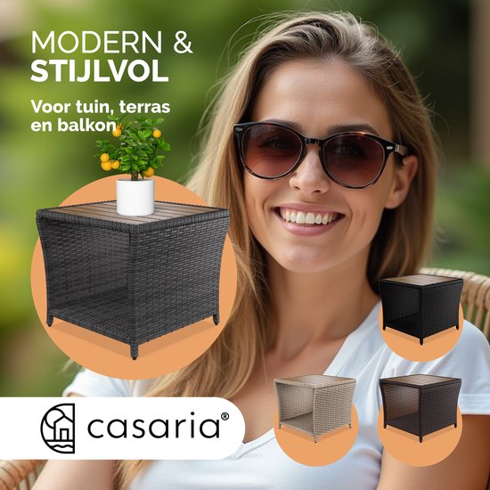 Table d'appoint Casaria - Polyrattan Square 45x45x40cm - Gris