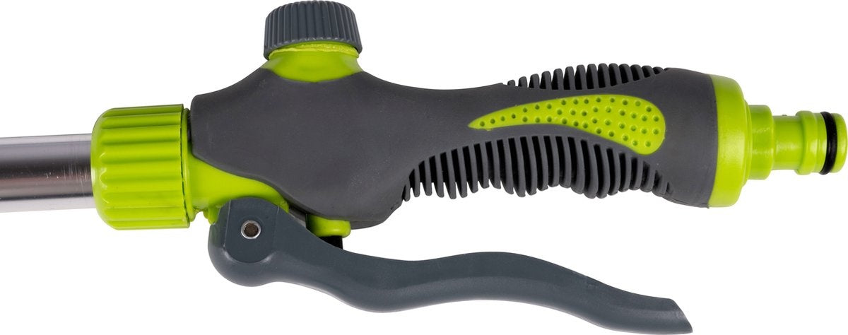 Tête d’arrosage - Kinzo - pour tuyau d’arrosage – Système d’irrigation – 66 x 9 x 3,5 cm – avec 27 trous d’irrigation – Connecteur 1/2 pour tuyau d’arrosage – Vert/Gris