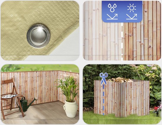 Brise-vue pour balcon avec motif bambou, 5 m x 85 cm