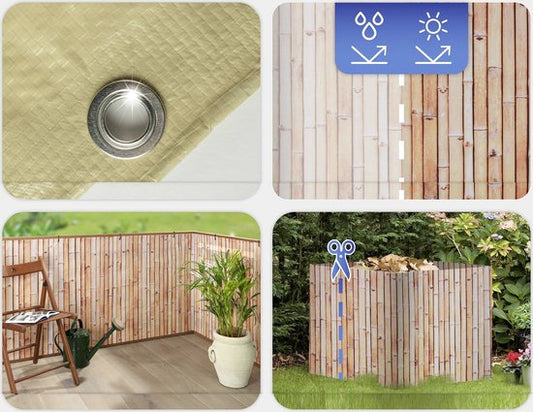 Brise-vue pour balcon avec motif bambou, 5 m x 85 cm