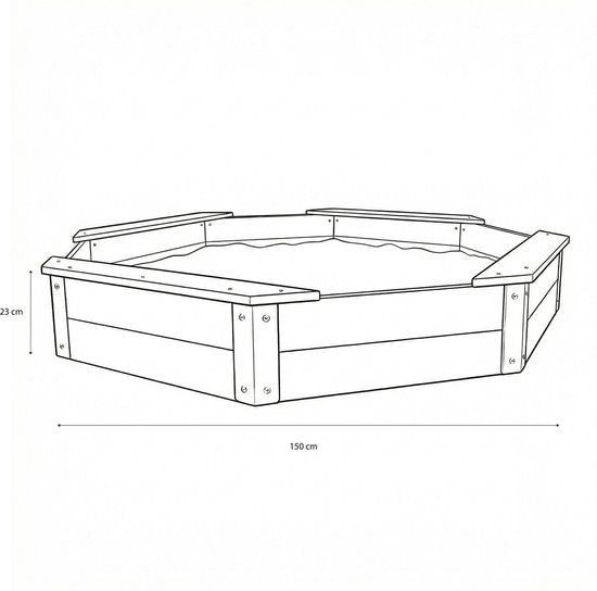 Bac à sable AXI Onno XL 150 x 150 x 23 cm, couleur marron/anthracite – Avec bancs – Avec housse – Bois de cèdre 100 % certifié FSC – Grand bac à sable pour enfants