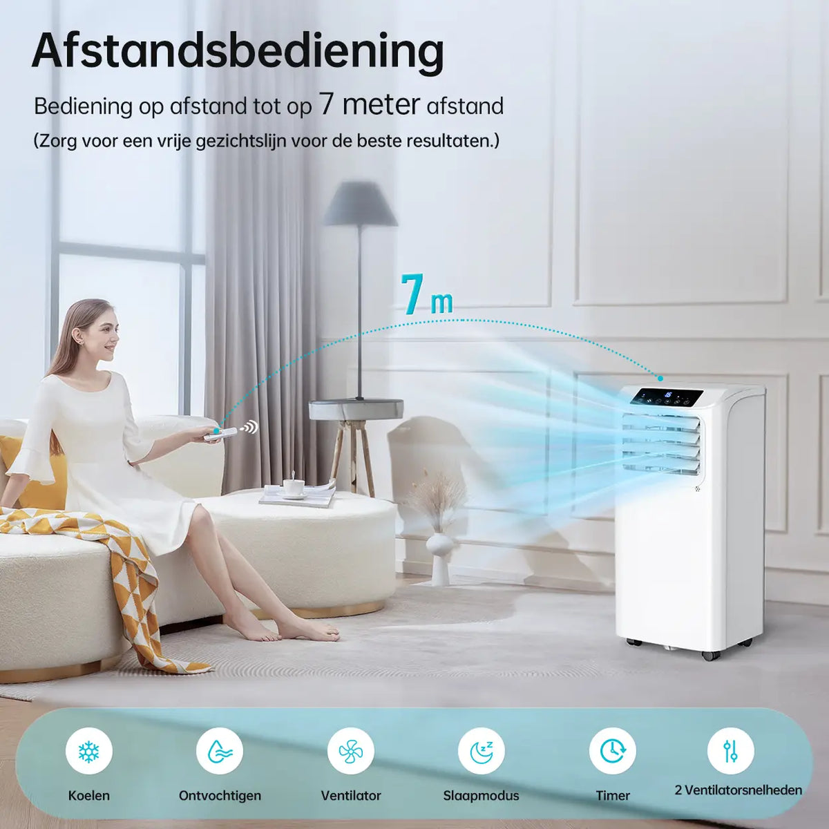 Climatiseur mobile Humhold 9 000 BTU - 3-en-1 : refroidissement, déshumidification et ventilation - jusqu'à 33 m²