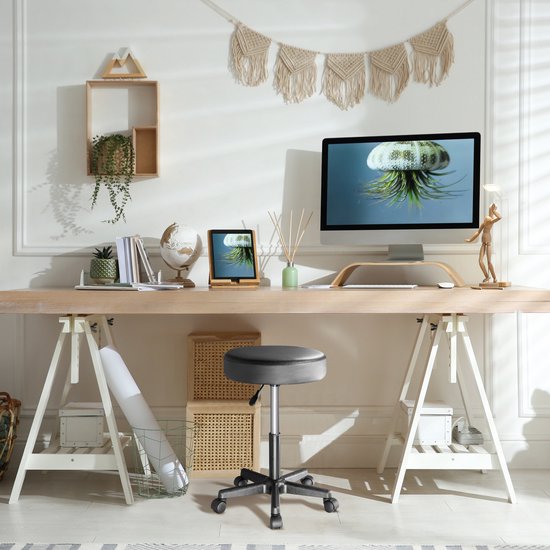 Casaria Tabouret pivotant réglable - Hauteur d'assise 46/60cm - 1 pièce Noir