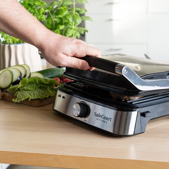 Grill électrique, Safecourt Kitchen, Contact grill compact CG200, Avec plaques amovibles