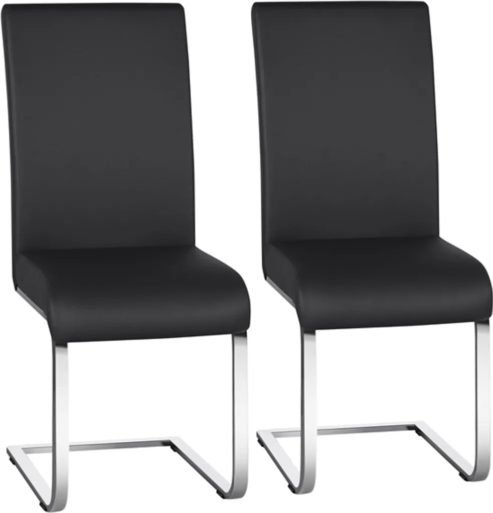 Yaheetech Chaises de salle à manger Lot de 2 Noirs - Faux cuir et structure métallique - 41,5 x 55 x 103 cm