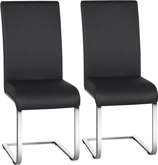 Yaheetech Chaises de salle à manger Lot de 2 Noirs - Faux cuir et structure métallique - 41,5 x 55 x 103 cm