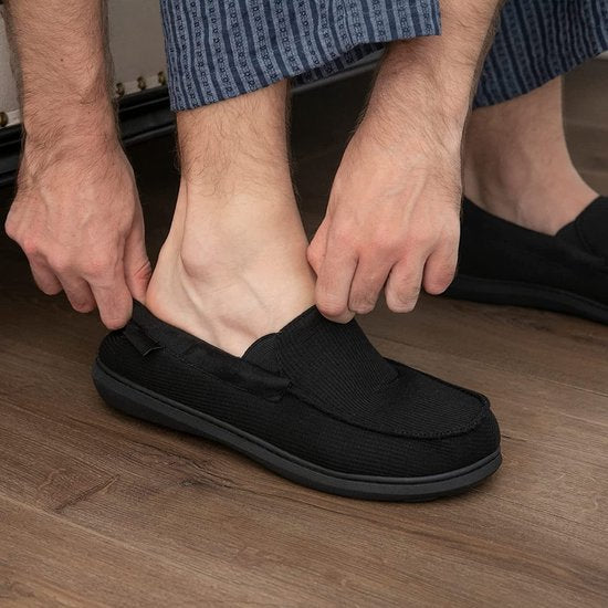 Chaussons Hommes - Chaussons - Mocassins - Noirs - Antidérapants - Taille 42/43 - Comfeet