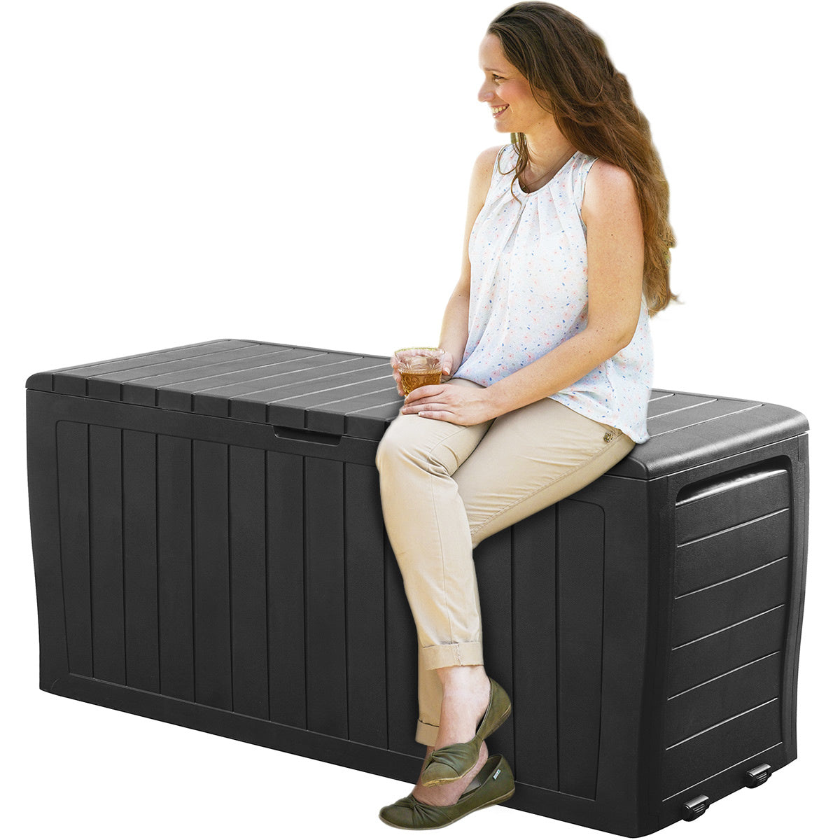 Boîte de rangement Deuba Marvel Plus anthracite 117x45x57cm avec roues