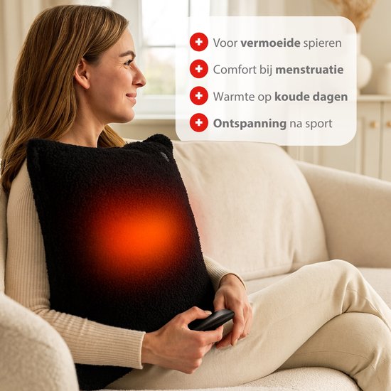 Coussin chauffant électrique Alpina – Coussin chauffant pour la nuque et les épaules – 3 niveaux de chaleur – Arrêt automatique – Housse lavable – 60 x 62 cm – 100 W