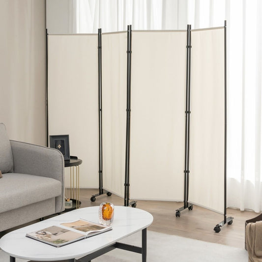 Coast cloison - 4 pièces - sur roulettes - pliable - 225 x 173 cm - blanc