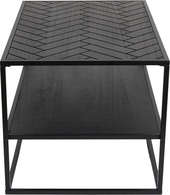 Table basse Lifa Living Dijon - Bois et acier - Intérieur - Noir - Motif à chevrons - 80 x 50 x 45 cm