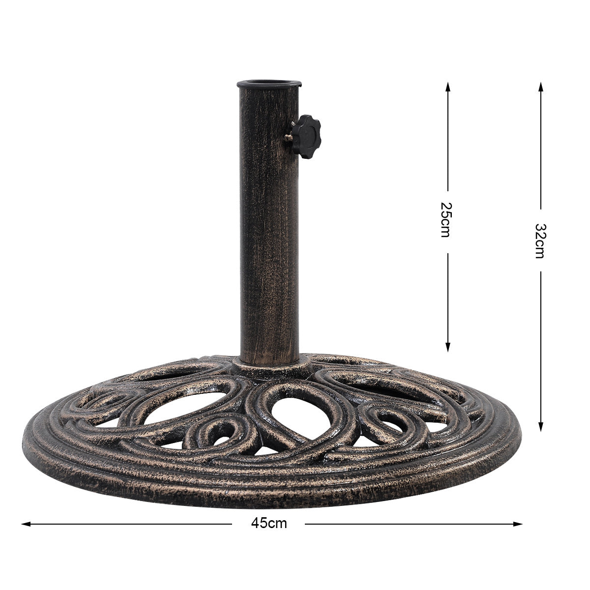 Base de parasol en fonte Coast - Pied de parasol - Hauteur 32 cm - Bronze