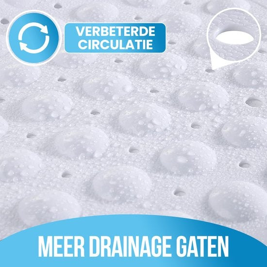 Avalo Tapis de bain / Tapis antidérapant Douche - 100x40CM - Blanc - Avec ventouses - Tapis de douche antidérapant pour la douche - Tapis de salle de bain