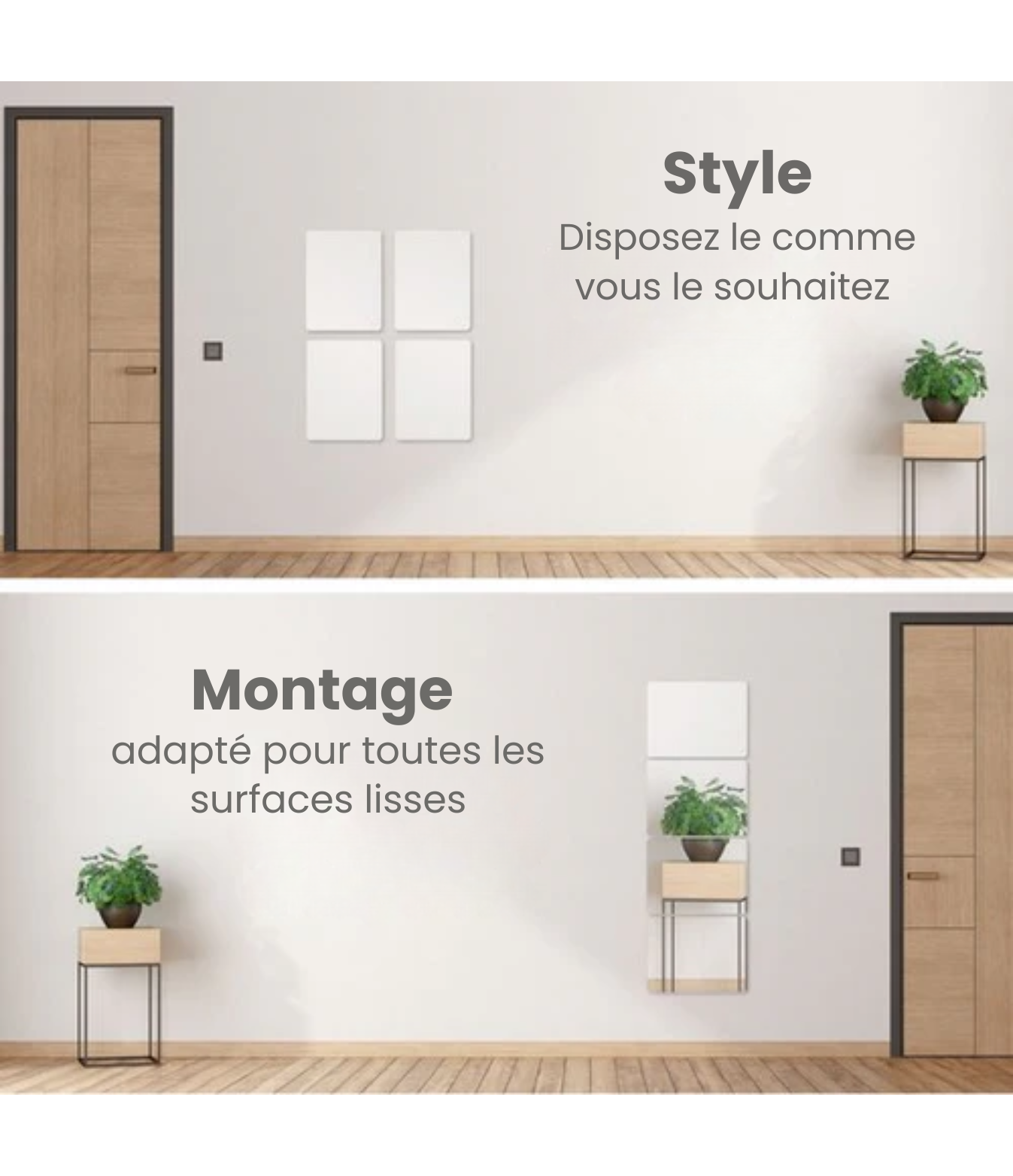 Miroir adhésif XL - Luft - 30x50 - 4 pièces - Miroirs adhésifs - Salle de bain - Autocollant