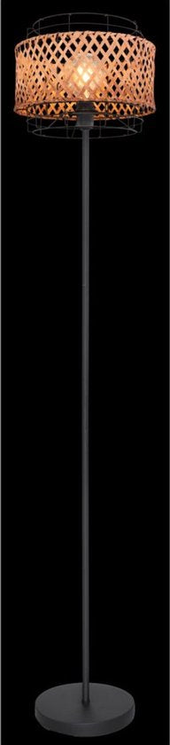 Lampadaire GINA Metal 151.0cm Matt Black | Bamboo E27 1-Light