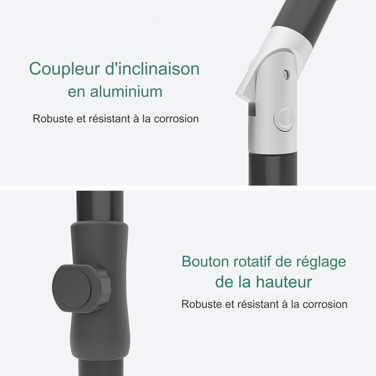 Parasol - LifeGoods - Jardin & Balcon - 200 x 125 cm - Inclinable à 30° - Imperméable - Avec Housse - Taupe