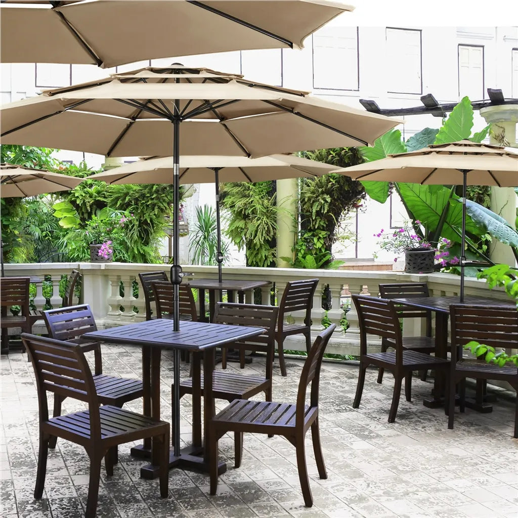 Parasol inclinable Yaheetech à 3 panneaux, Ø 324 cm, marron clair