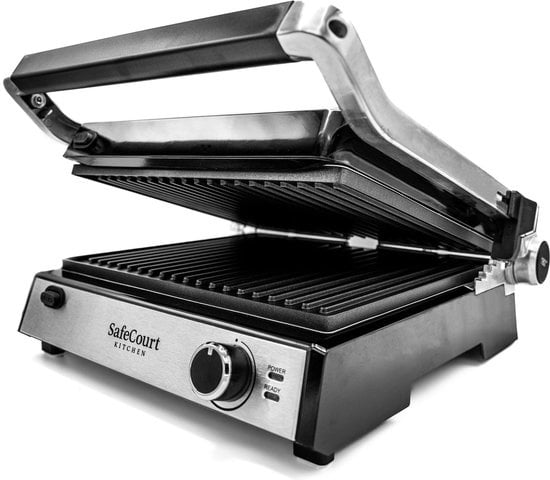 Grill 3 en 1 - Safecourt Kitchen - Grill multifonctions - Plaques amovibles - 2000W - noir