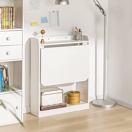 Bureau pliable - SoBuy - Commode rabattable - Avec étagères - 64 x 58 x 82 cm - Blanc