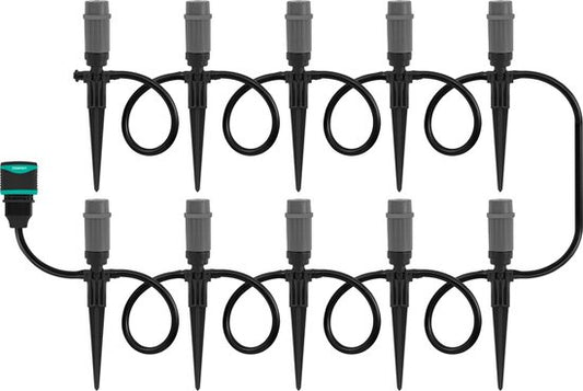 Système d'irrigation VONROC - 3 modes d'arrosage : pulvérisation, goutte à goutte et brumisation - système modulaire comprenant 15m de tuyau, 10x tête d'arrosage, 10x support de tuyau et connecteur rapide universel