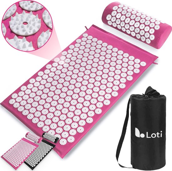 Loti Nail Mat with Nail Pillow - Purple/White - Tapis d'acupression - Lit d'acupuncture - Coussin d'acupuncture - Massage Shakti - Sac de transport inclus
