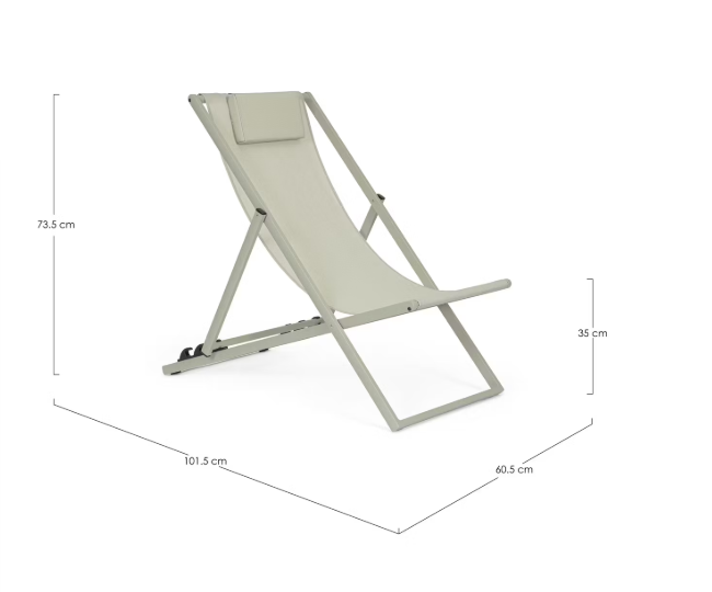 Bizzotto Lounger Taylor Breeze 65 x 200 x 102 cm - Aluminium & Textile, Gris