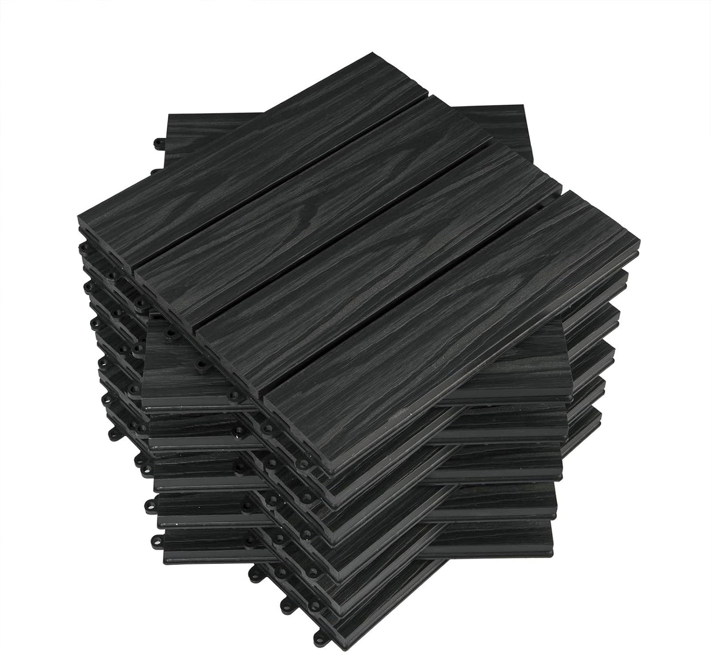 Woltu WPC Terra Tiles 30x30 cm - Anthracite - Click System - 22 Pièces (2 m²)