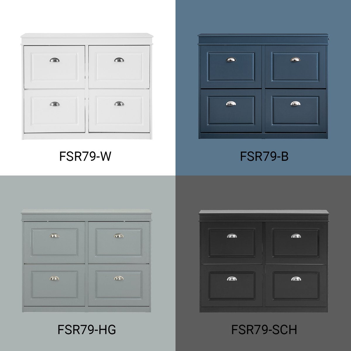 SoBuy FSR79-HG Meuble à chaussures avec 4 abattants - Meuble à chaussures avec 8 étagères - Meuble à chaussures peu encombrant pour couloir - MDF gris - 105x83x24cm