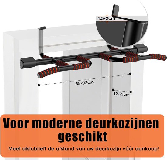 DH FitLife Barre de traction, cadres de porte sans vis, ne glisse pas avec positions multi-grip, barre de traction pour porte, barre de traction, barre de gymnastique, support de porte à suspendre, pour cadres de porte, 65-92 cm