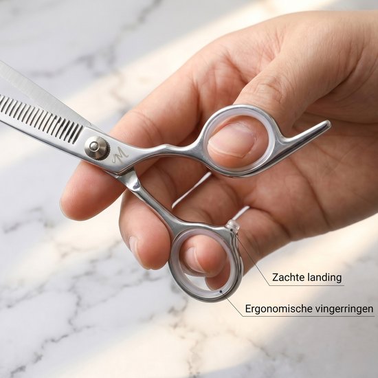 ProTrue Ciseaux à désépaissir Coiffeur avec étui en cuir - Ciseaux à désépaissir en acier inoxydable - Ciseaux de coupe