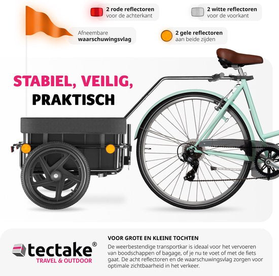 tectake® 2-in-1 bike trailer - Chariot à bagages et poussette - Remorque pour vélos, VTT et eBikes - Remorque de transport avec barre de remorquage - Avec bâche et pneus - Capacité de charge maximale 50kg
