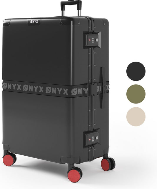 ONYX® - Valise d'enregistrement 100L - Serrure TSA - Trolley léger - Fermeture en aluminium - Noir