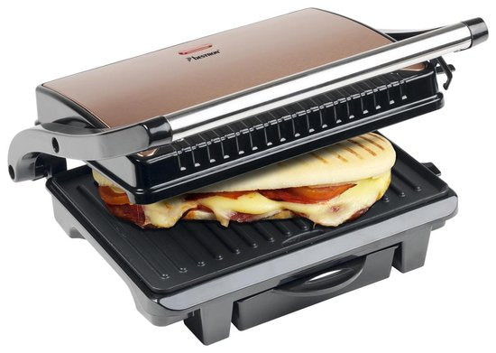 Gril de table Bestron - ASW113CO - 1 000 W - Appareil à croque-monsieur - Surface de cuisson 25 x 17 cm - Cuivre - Garantie 5 ans