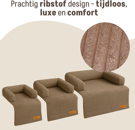 By Cee Cee Original Dog Rug Bench - Panier pour chien - Premium - Entièrement dézippable - Tissu côtelé - Marron - 120x90 - Taille L
