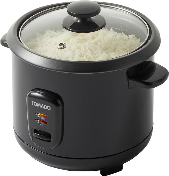 Tomado TRC1001B - Cuiseur à riz - 5 portions - Capacité 1 litre - Fonction maintien au chaud - Revêtement antiadhésif - Sans PFAS - Noir