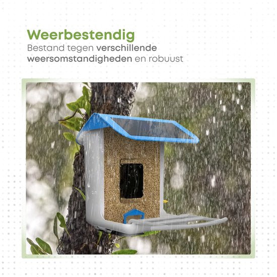 Quadrupède - Mangeoire à oiseaux - Niche à oiseaux avec caméra - Reconnaissance des oiseaux par l'IA - 1080 HD - Audio