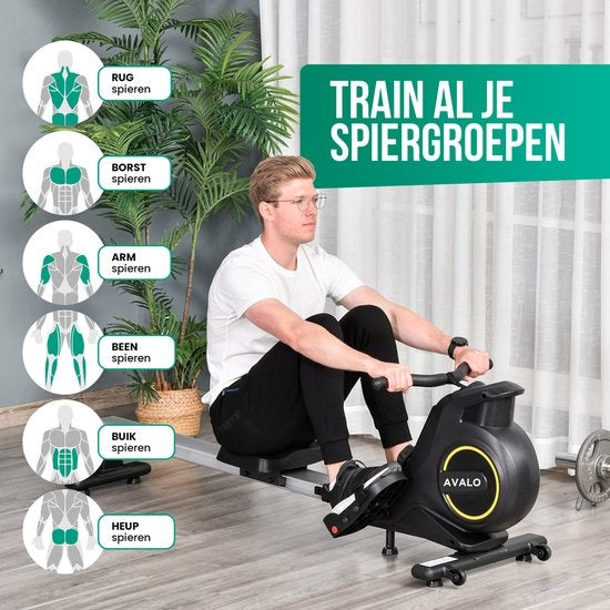 Avalo Rowing Machine Collapsible With Display - Rowing Machine With 8 Resistance Levels - Rowing Machine