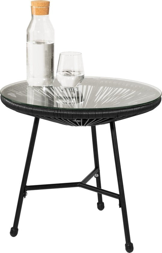 tectake® - Salon de jardin bistrot - 2 chaises et 1 table - Chaises rétro de style Acapulco - Résiste aux intempéries à l'intérieur et à l'extérieur - Salon de jardin pour terrasse ou balcon - Noir