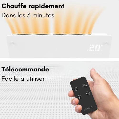 Radiateur éléctrique mobile Auronic - avec thermostat et télécommande - jusqu'à 22 m3 - 2000 W - Blanc