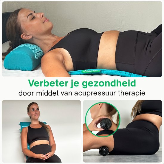 Zenmat Nail Mat with Cushion - Tapis d'acupression avec boule de massage et sac de transport - Shakti Massage - 66x40 cm - Bleu