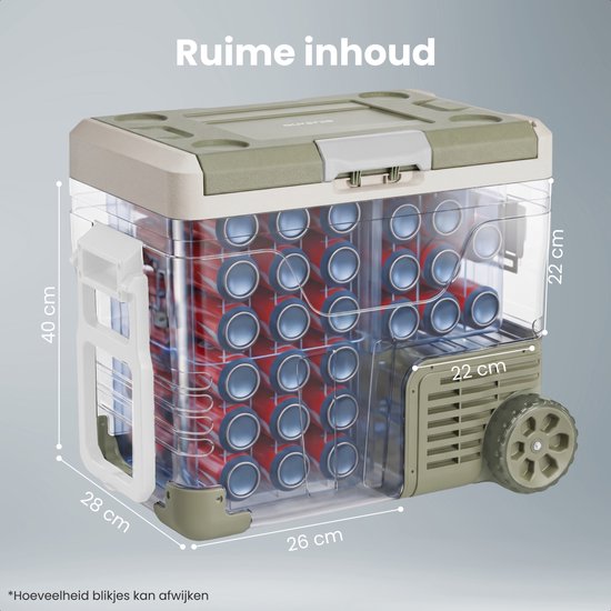 Auronic Electric Cool Box - Compresseur - 50L - 12V et 240 volts - Réfrigérateur de camping - Frigobox Car - Avec roues et poignée - Vert