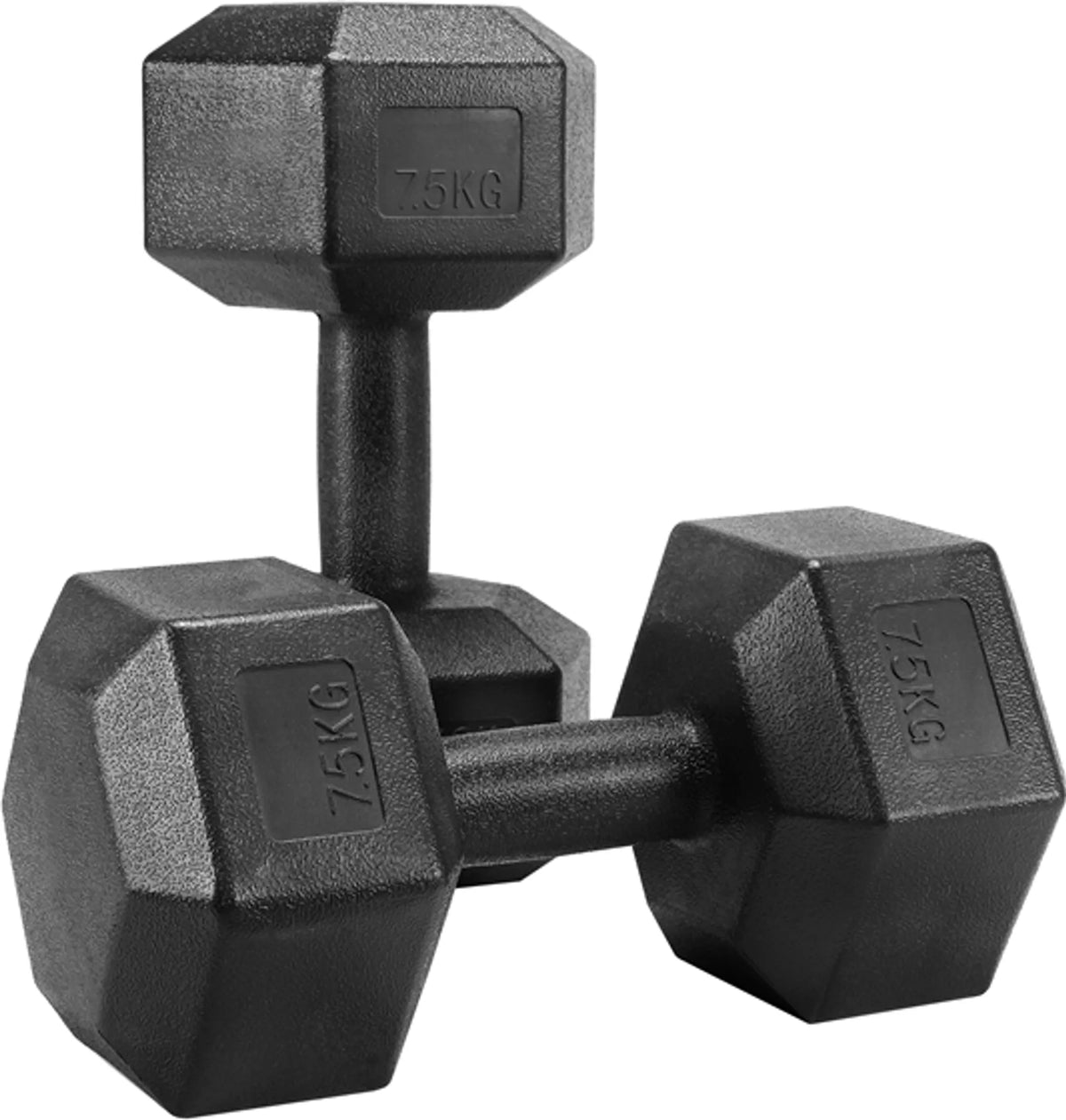 Yaheetech Haltères 7.5 kg Lot de 2 - Conception hexagonale antiroulis, poignée ergonomique et revêtement PVC protégeant le sol - Pour la musculation et le cardio - Fonte noire, béton et PVC - 31 x 14.6 x 14.6 cm